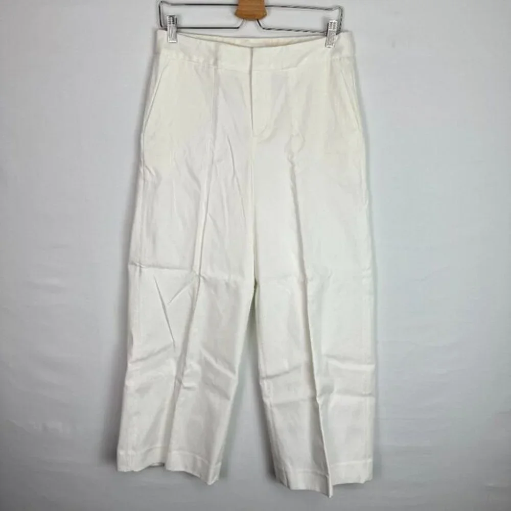 Everlane The Wide Leg High Rise Cotton Work Preppy Pant Off White 4 - Picture 1 of 7